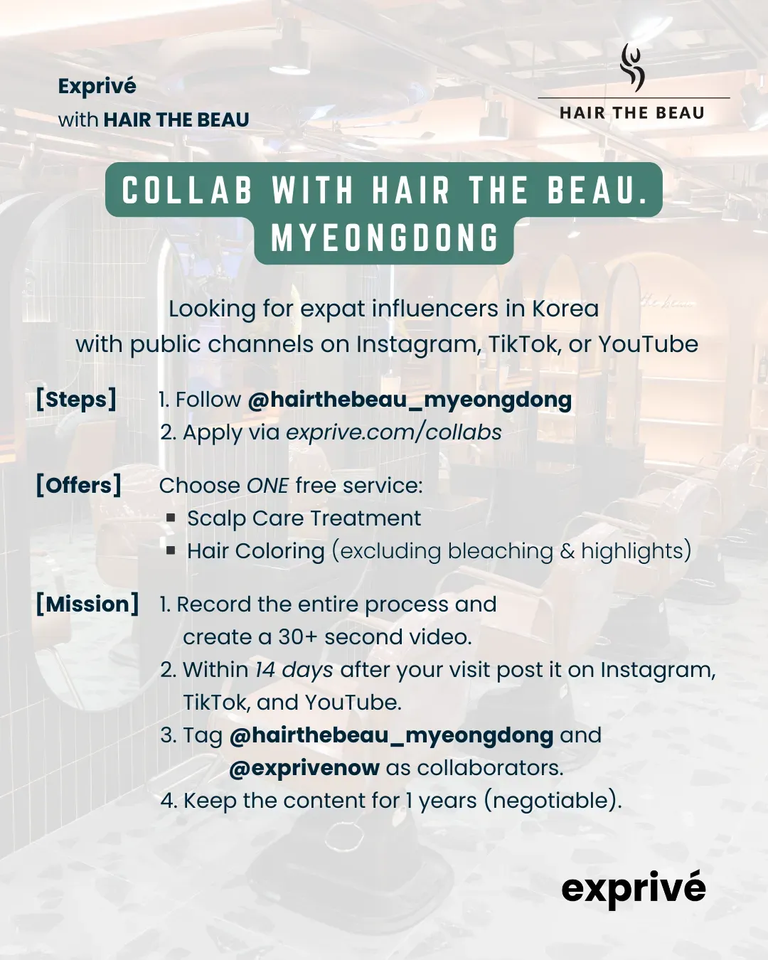 [HAIR THE BEAU. Myeongdong] Collab