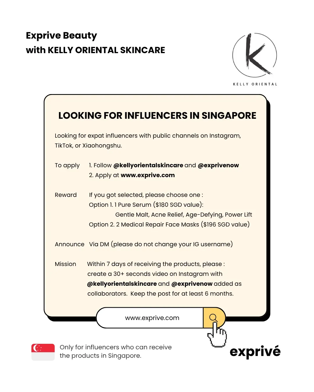 [Singapore Only] Kelly Oriental Skincare