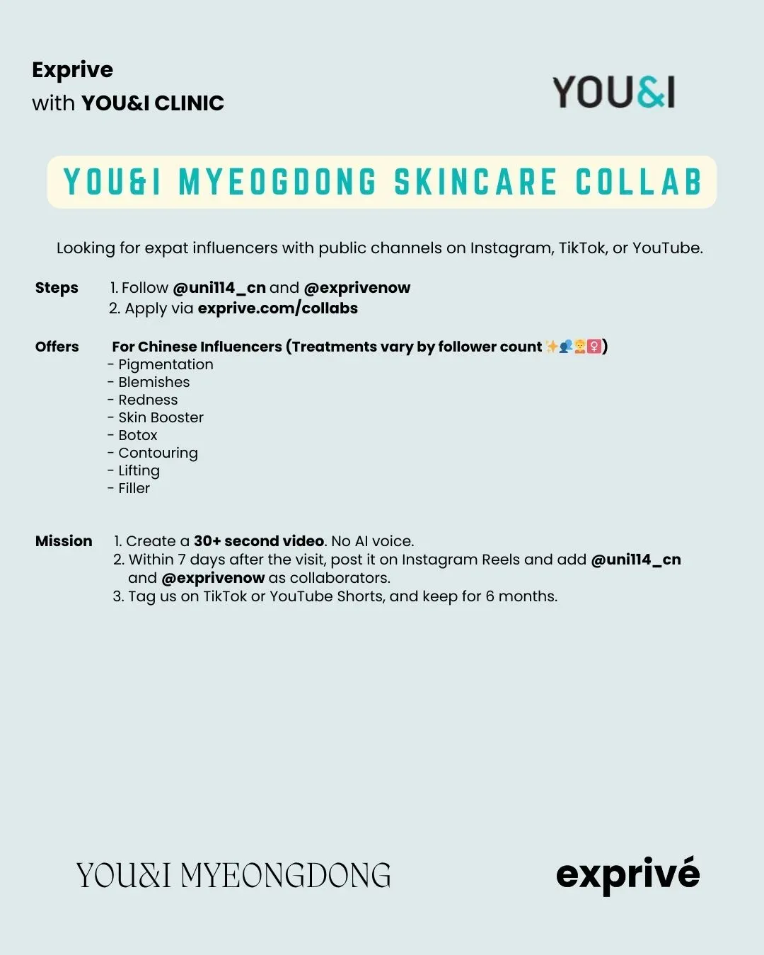 YOU&I MYEONGDONG Clinic Collab