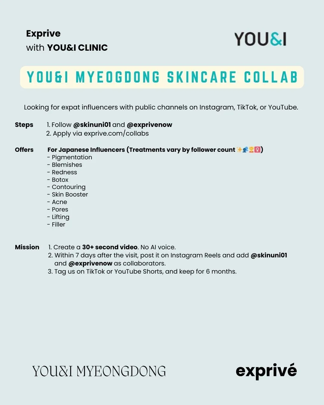 YOU&I MYEONGDONG Clinic Collab