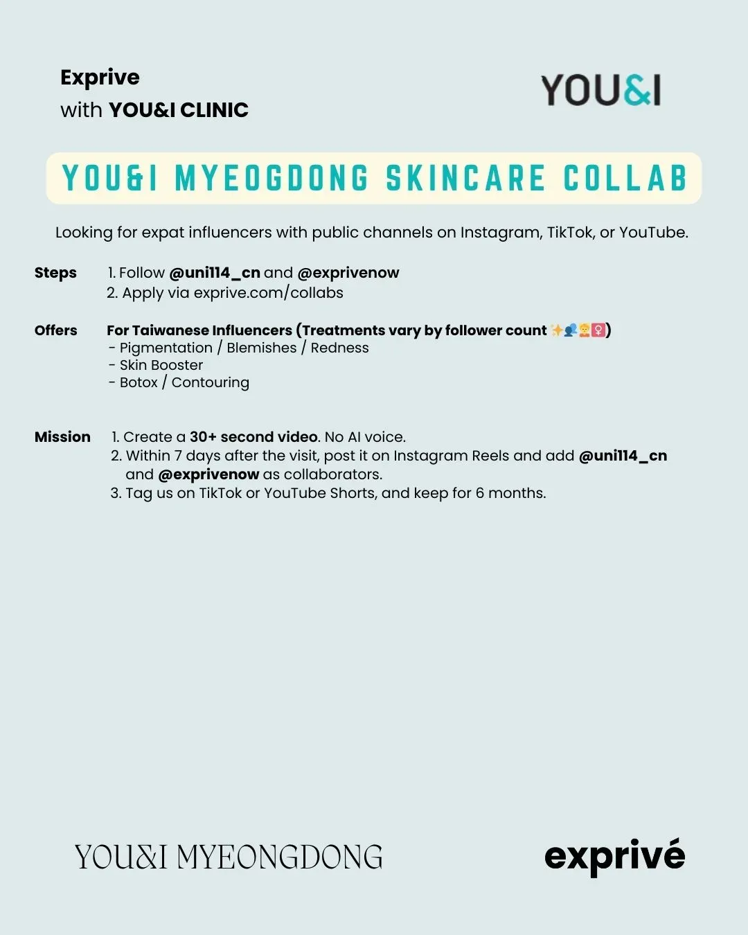 YOU&I MYEONGDONG Clinic Collab