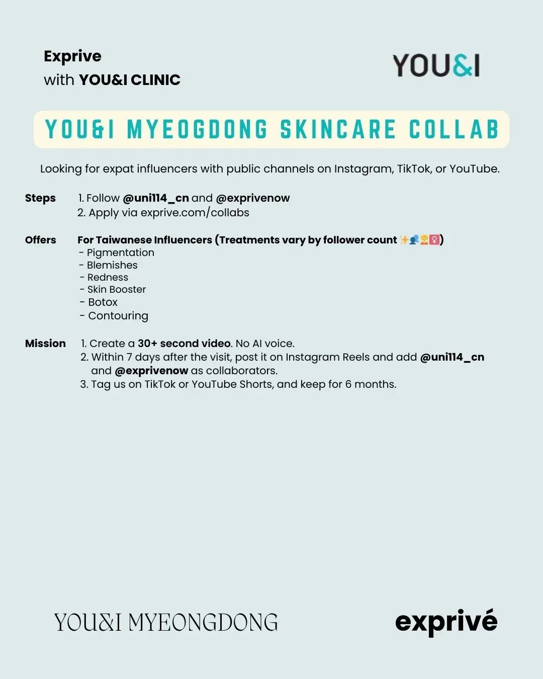 YOU&I MYEONGDONG Clinic Collab