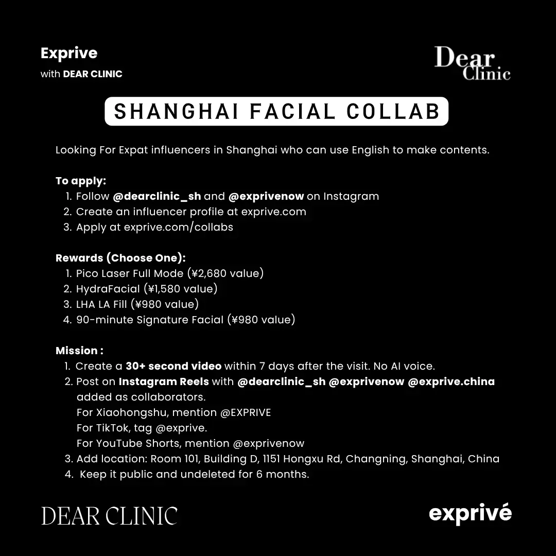 Premium Skincare Treatment at DEAR CLINIC - Shanghai