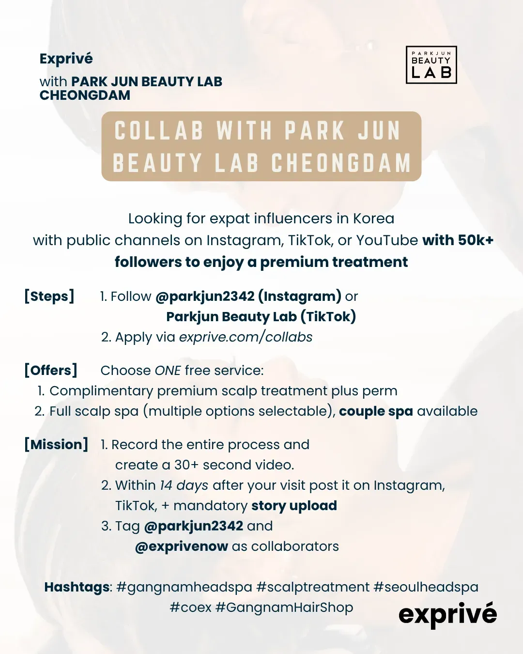 [Park Jun Beauty Lab Cheongdam] x Exprivé | Premium hair collab for 50k+ influencers